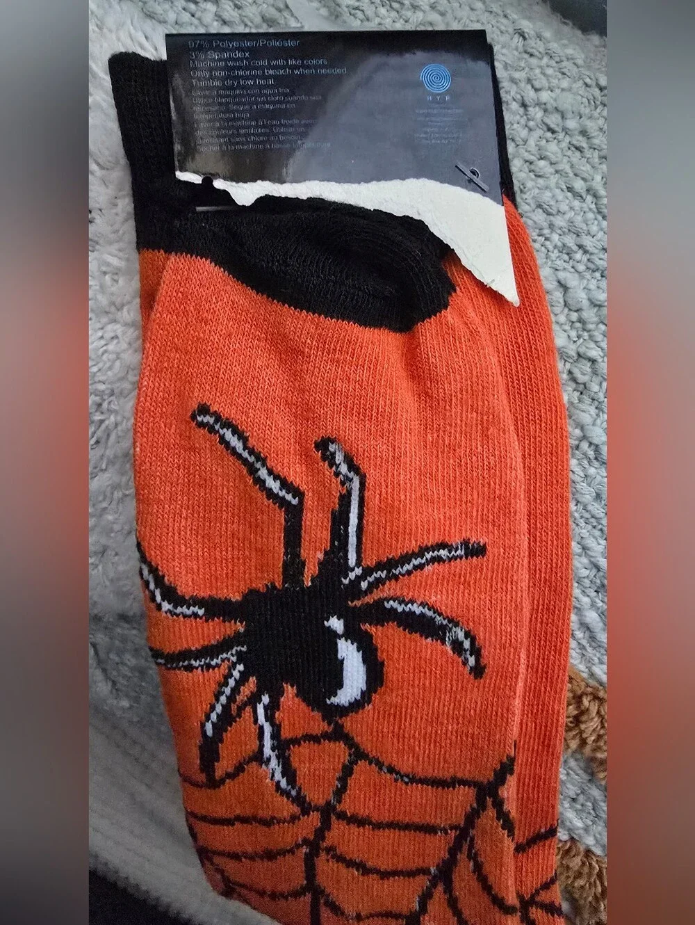 Orange Spider Web Crew Socks 1 Pair